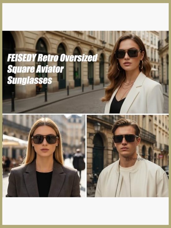 Retro 70s Aviator Sunglasses Square UV400 Protection Unisex Pilot Shades main image 5